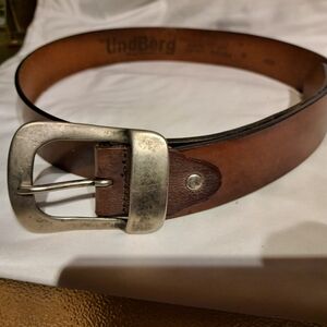 J. Lindeberg Dark Brown Belt with Distressed Silver Buckle